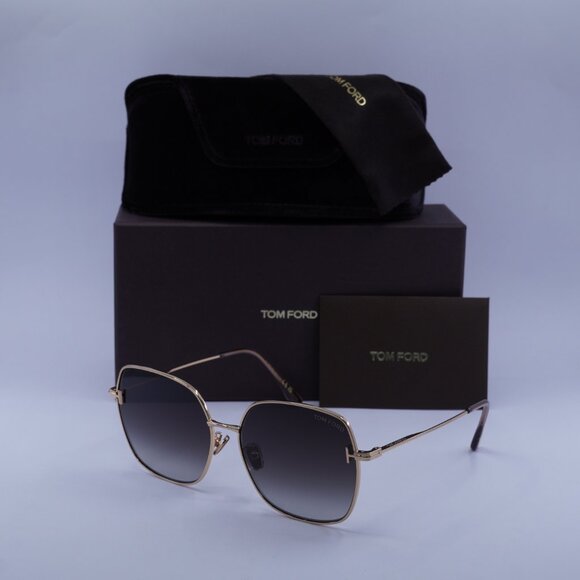 Tom Ford FT1250-K 33B Sunglasses Gold Square Frame, Smoke Gradient Lenses - Picture 10 of 10